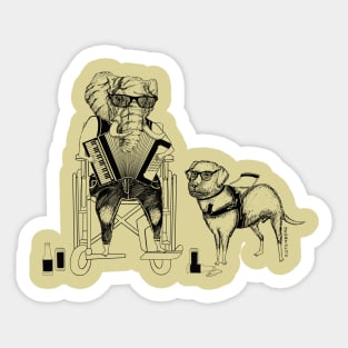 Play It Jumbo! Elephant Labrador Retriever Accordion Wheelchair Sticker